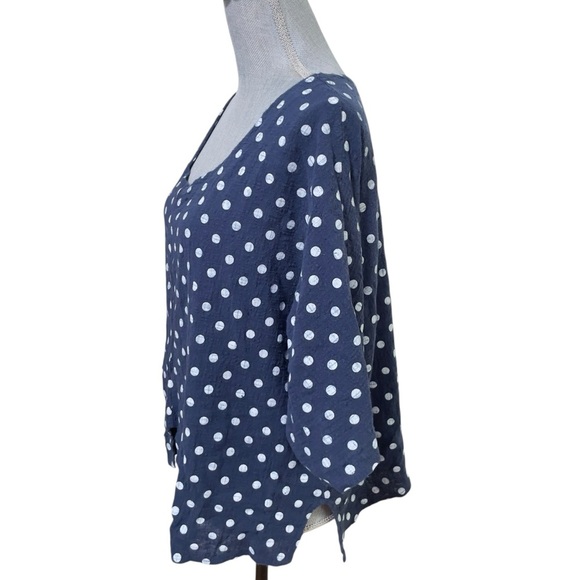 Flora Ashley blue and white polkadot oversized top size extra small - Picture 2 of 11
